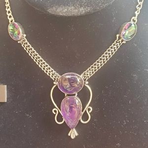 New Amethyst and Mystic Topaz 925 Silver Necklace.